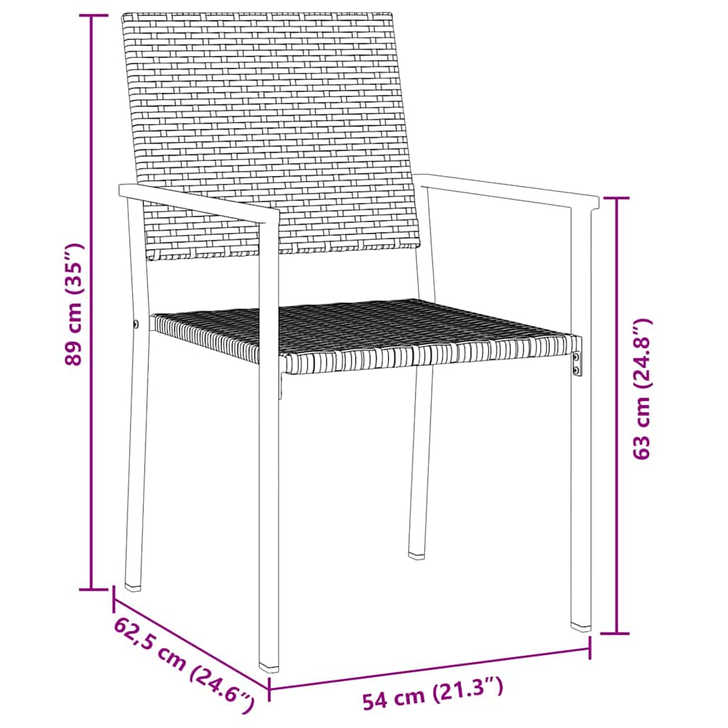 vidaXL Σέτ φαγητού για κήπο 7 pcs Μαύρο Ράτα PE