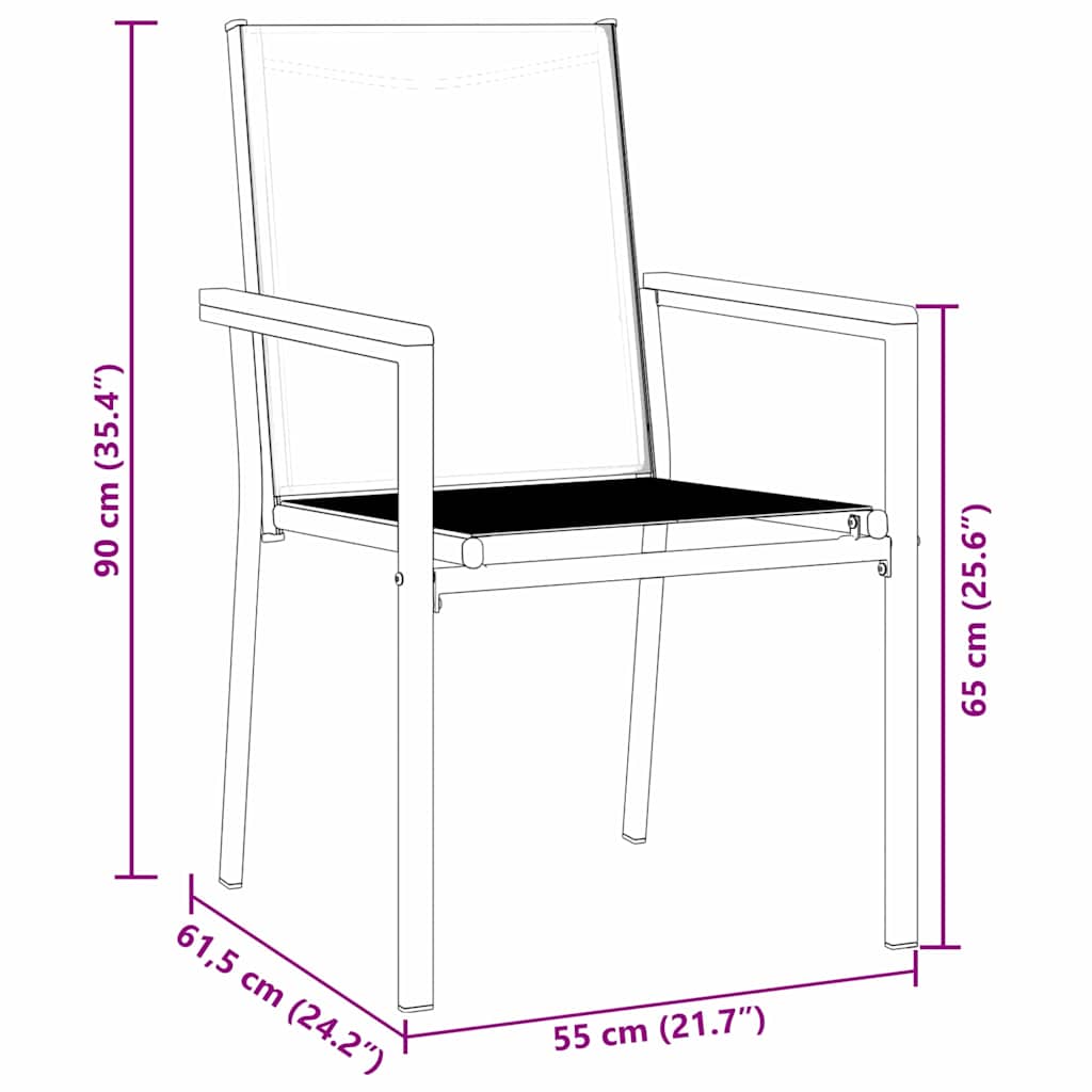 vidaXL Σετ Γεύματος Κήπου 5 Τεμαχίων Μαύρη Τεξτιλίνη και Ατσάλι