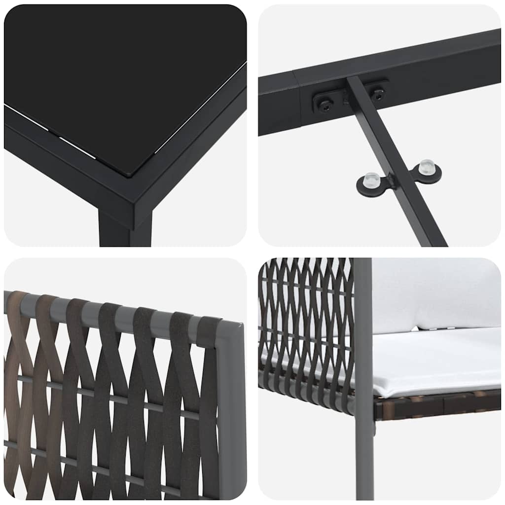 vidaXL Σετ Καρέκλας Κήπου 5 Τεμαχίων με Μαξιλάρια Καφέ Πολυ Ρατάν