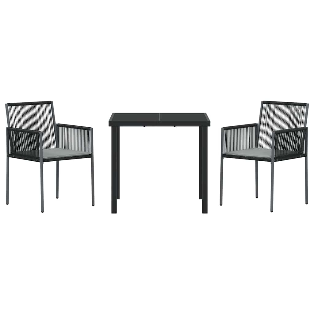 vidaXL Σετ 3 Τεμαχίων Καθίσματος Κήπου με Μαξιλάρια Μαύρο Πολυρατάν