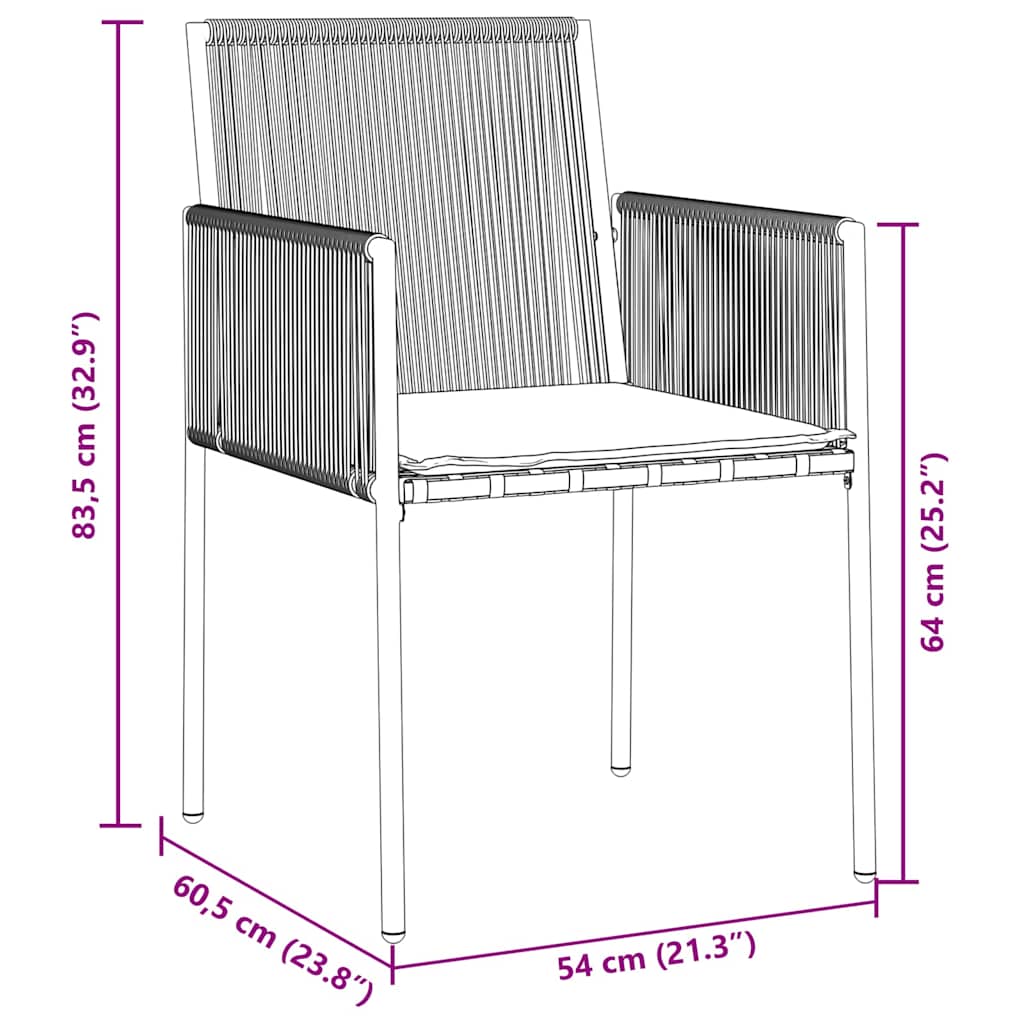 vidaXL Σέτ φαγητού για κήπο 5 pcs Μαύρο Πολυ ράταν