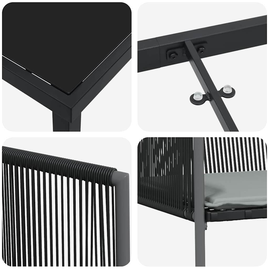 vidaXL Σετ 5 τεμαχίων Καθιστικού Κήπου με Μαξιλάρια Μαύρο Πολυ Ράτανα