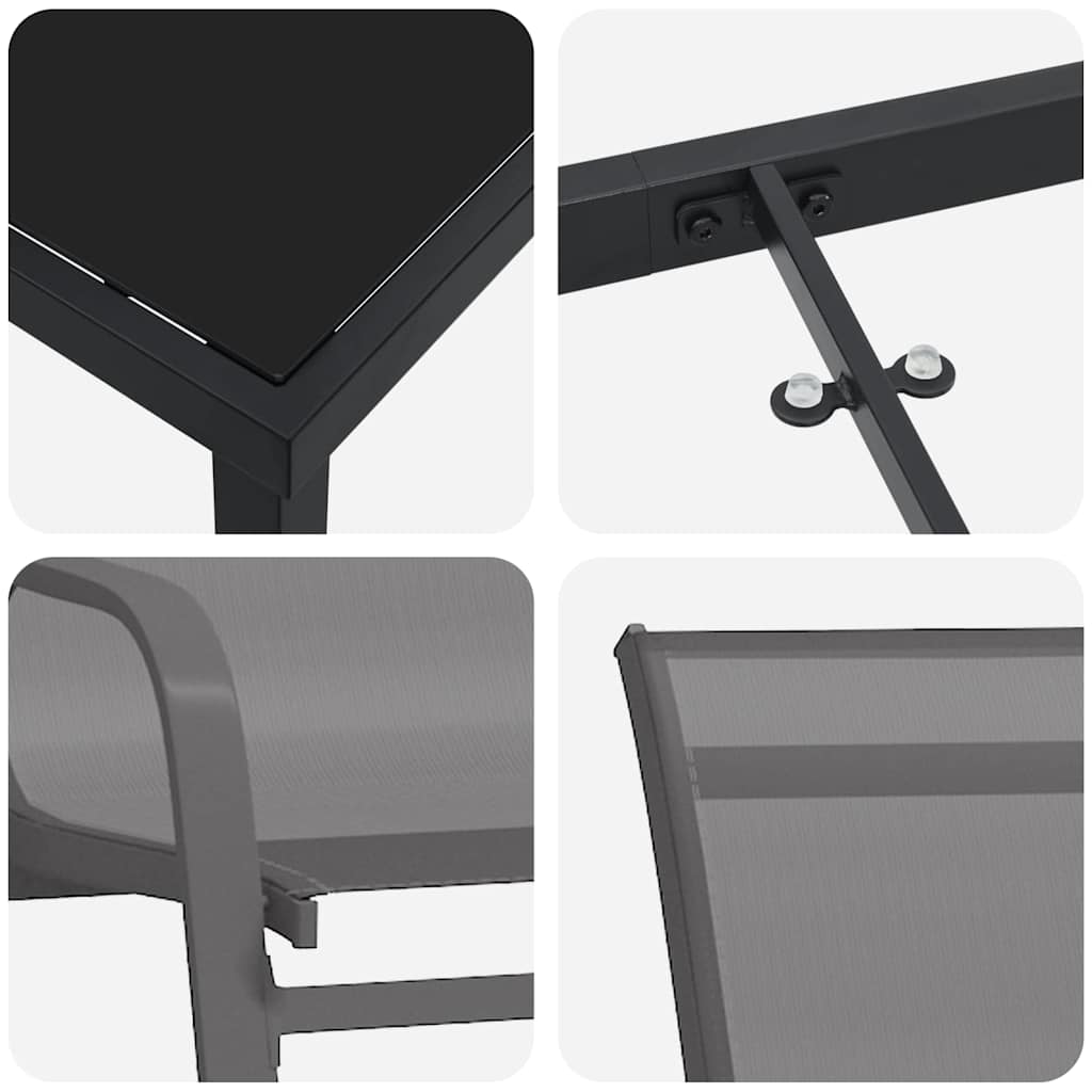 vidaXL Σετ Εξωτερικής Τραπεζαρίας 7 Θέσεων Γκρίζο Textilene και Ατσάλι