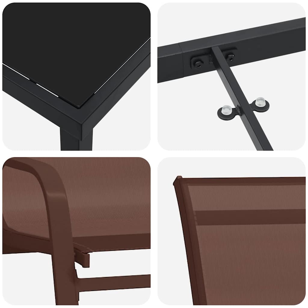 vidaXL 3 τεμαχίων Σετ Υπαίθριας Τραπεζαρίας Καφέ Textilene και Ατσάλι