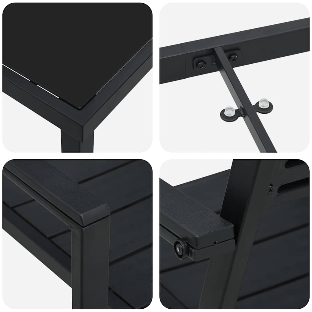vidaXL Σετ Τραπεζιού Κήπου 5 Τεμαχίων Μαύρο HDPE