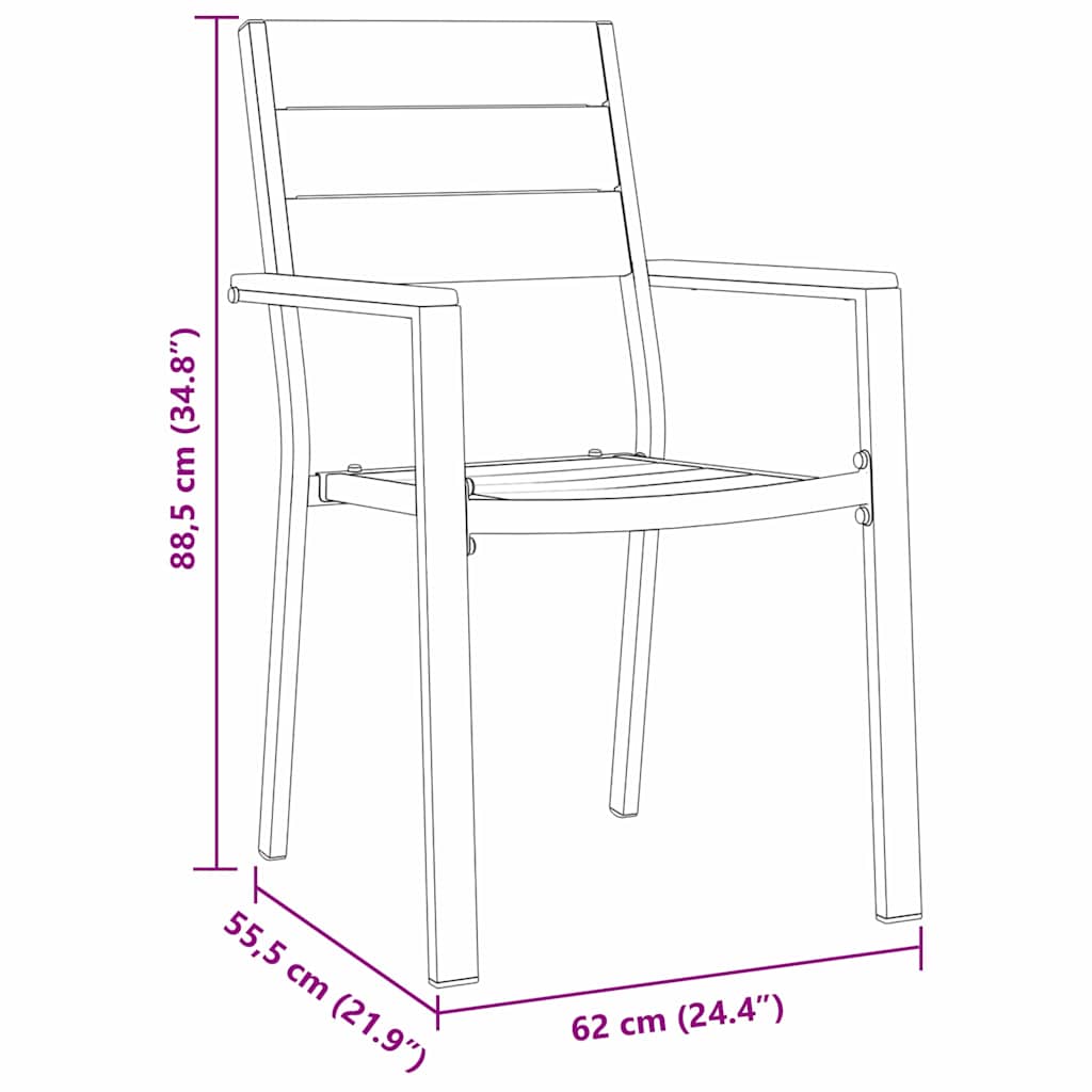 vidaXL Σετ Τραπεζαρίας 5 Τεμαχίων Μαύρο HDPE
