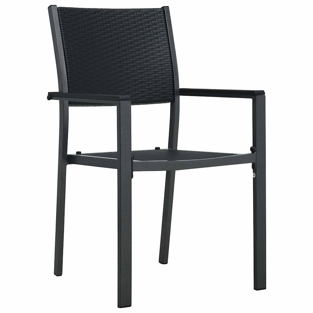 vidaXL Σέτ φαγητού για κήπο 7 pcs Μαύρο Χάλυβας με επίστρωση πούδρας