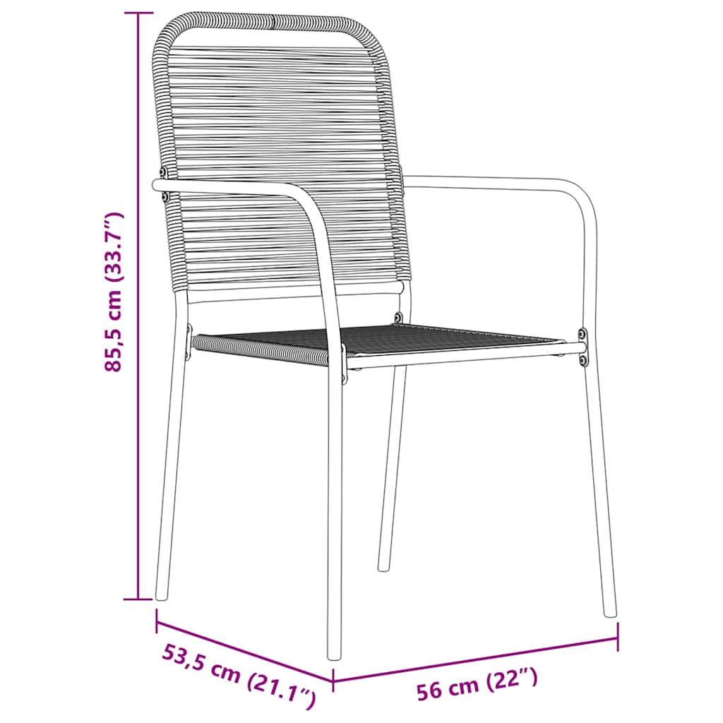 vidaXL Σετ 5 Τεμαχίων Γευμάτων Κήπου Μαύρο Βαμβακερό Σχοινί και Χάλυβα