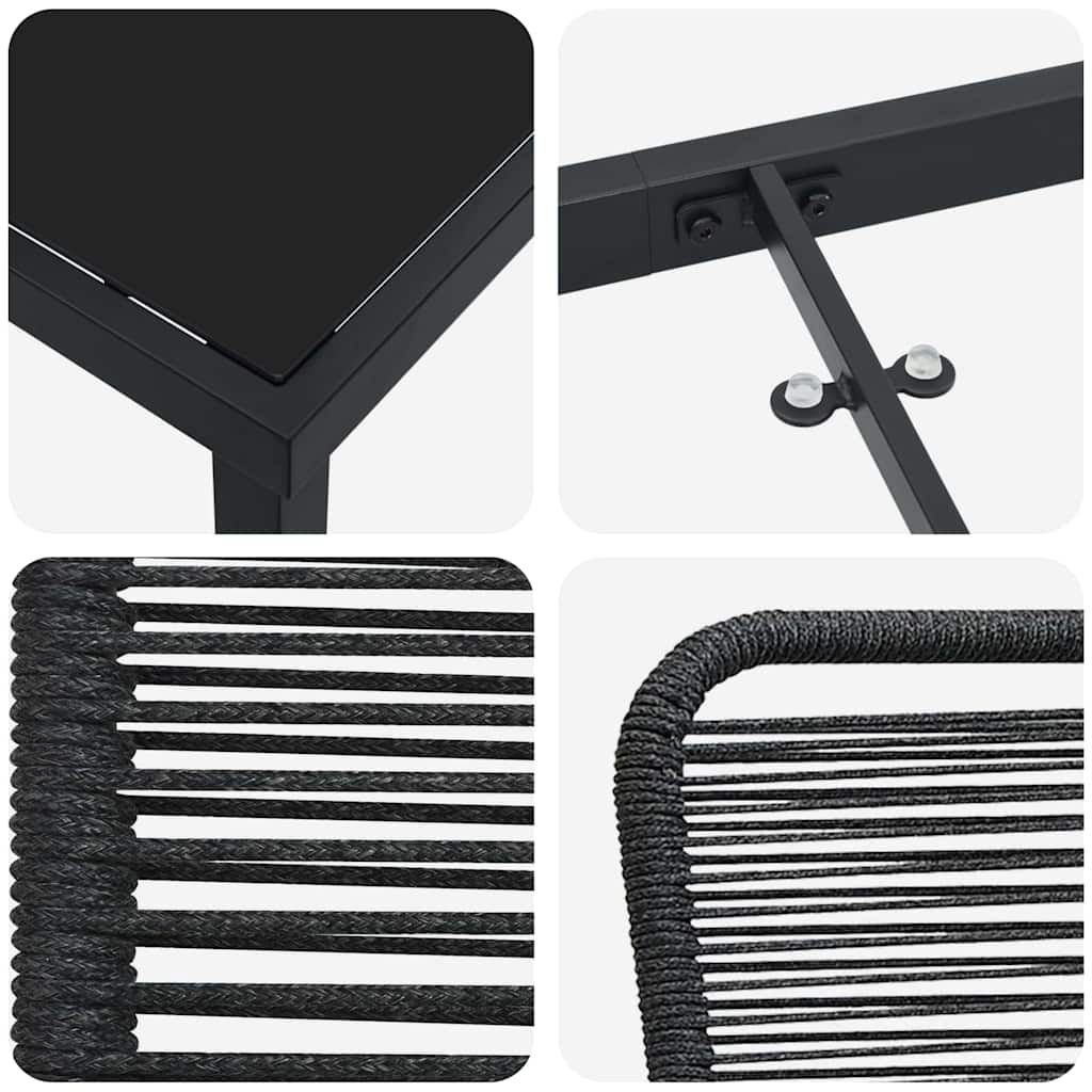 vidaXL Σέτ φαγητού για κήπο 7 pcs Μαύρο Χάλυβας με επίστρωση πούδρας