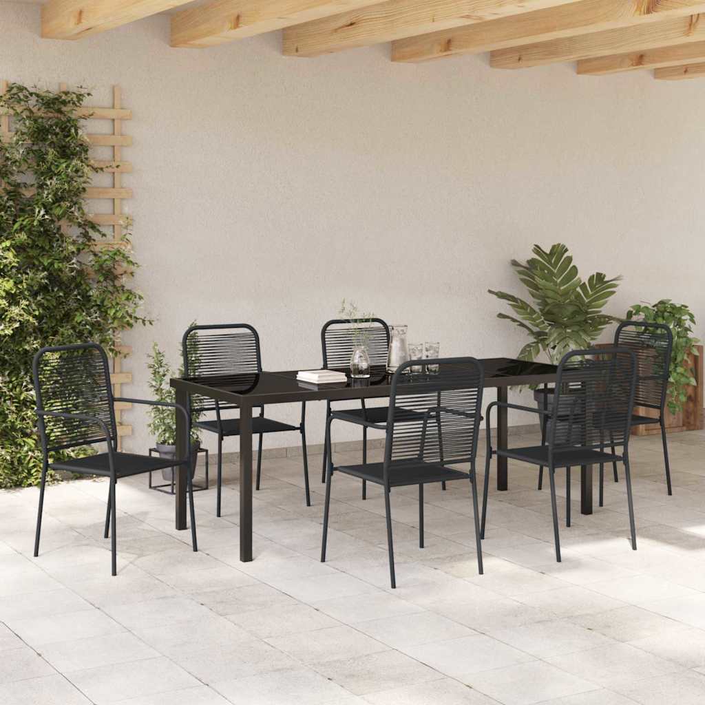 vidaXL Σέτ φαγητού για κήπο 7 pcs Μαύρο Χάλυβας με επίστρωση πούδρας