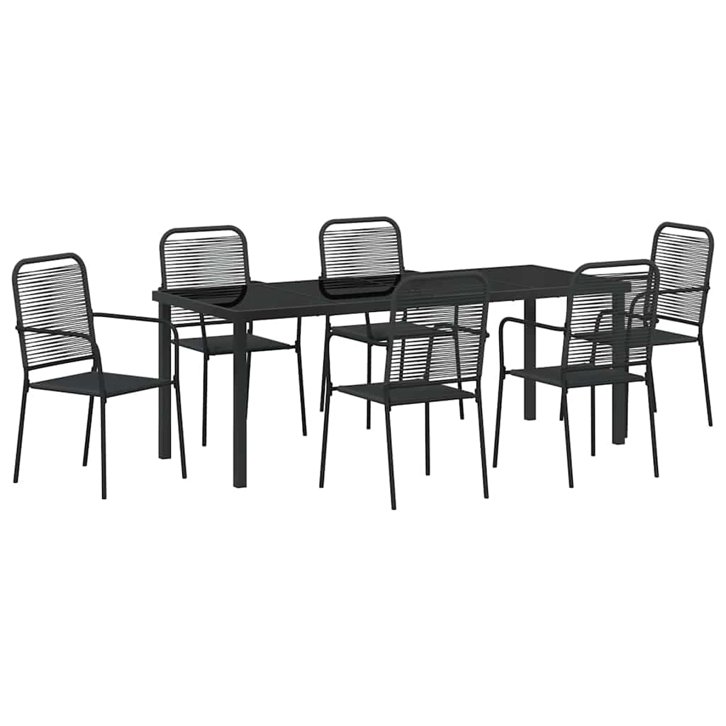 vidaXL Σέτ φαγητού για κήπο 7 pcs Μαύρο Χάλυβας με επίστρωση πούδρας