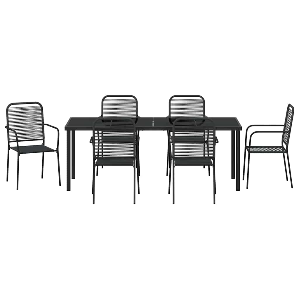 vidaXL Σέτ φαγητού για κήπο 7 pcs Μαύρο Χάλυβας με επίστρωση πούδρας