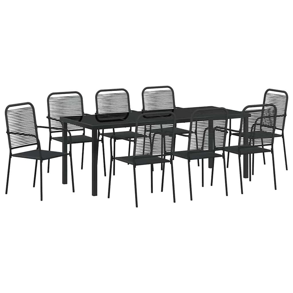 vidaXL Σέτ φαγητού για κήπο 9 pcs Μαύρο Χάλυβας με επίστρωση πούδρας