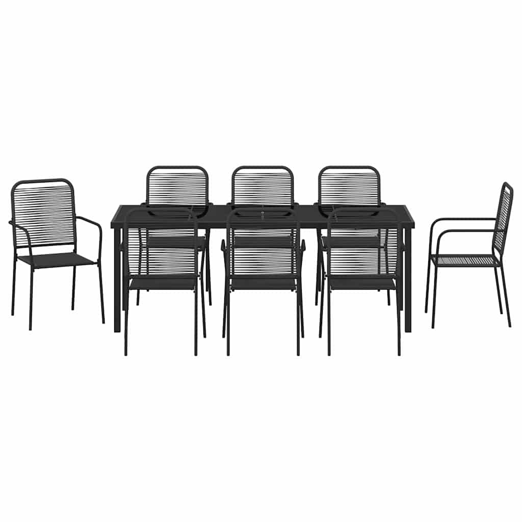 vidaXL Σέτ φαγητού για κήπο 9 pcs Μαύρο Χάλυβας με επίστρωση πούδρας