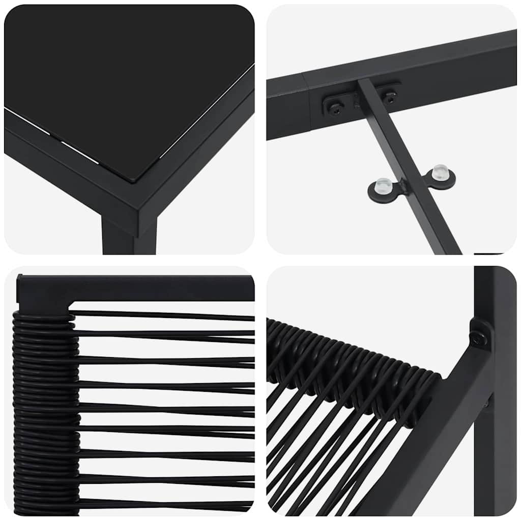 vidaXL Σετ τραπεζαρίας κήπου 7 τεμαχίων Μαύρο PVC Ρατάν