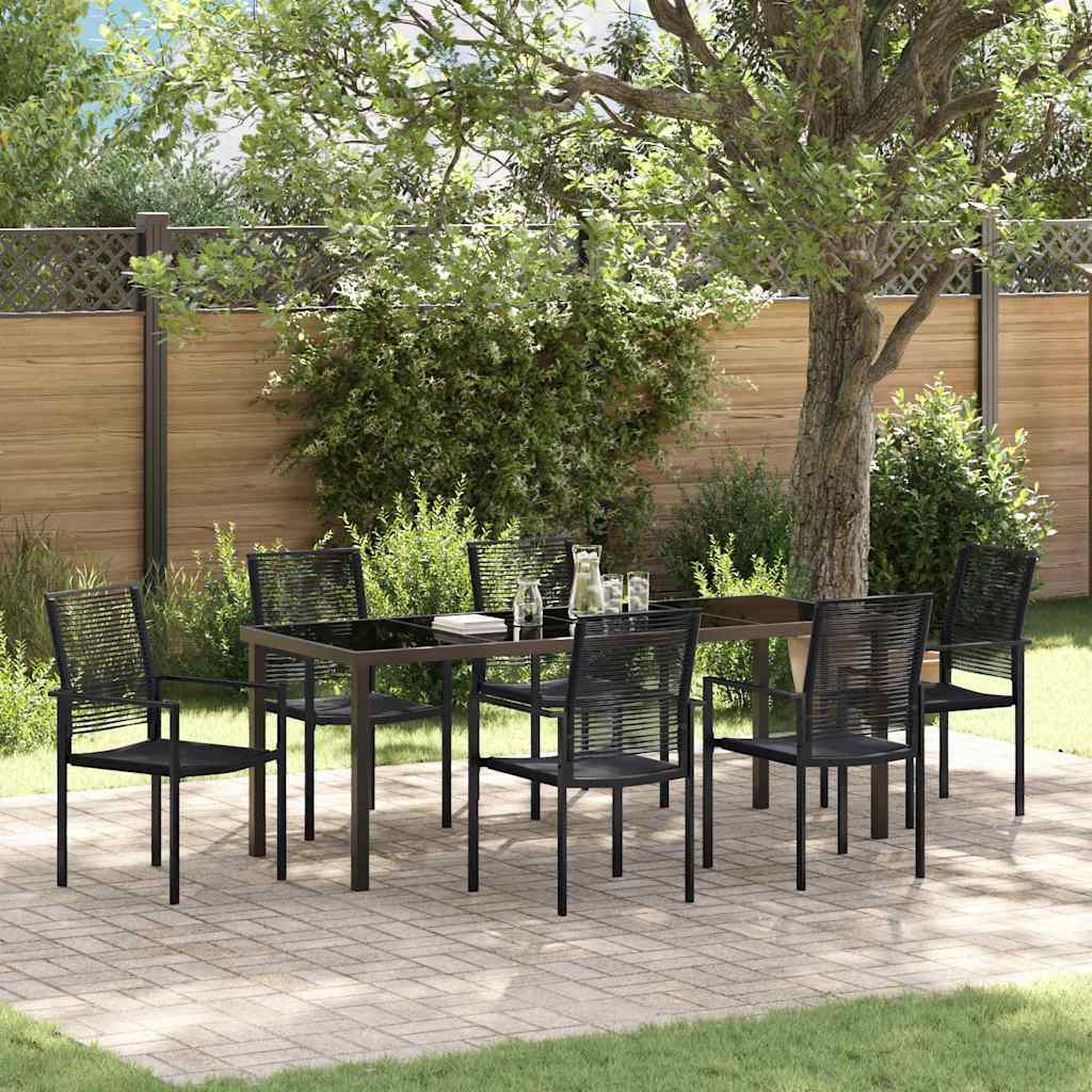 vidaXL Σέτ φαγητού για κήπο 7 pcs Μαύρο Χάλυβας με επίστρωση πούδρας