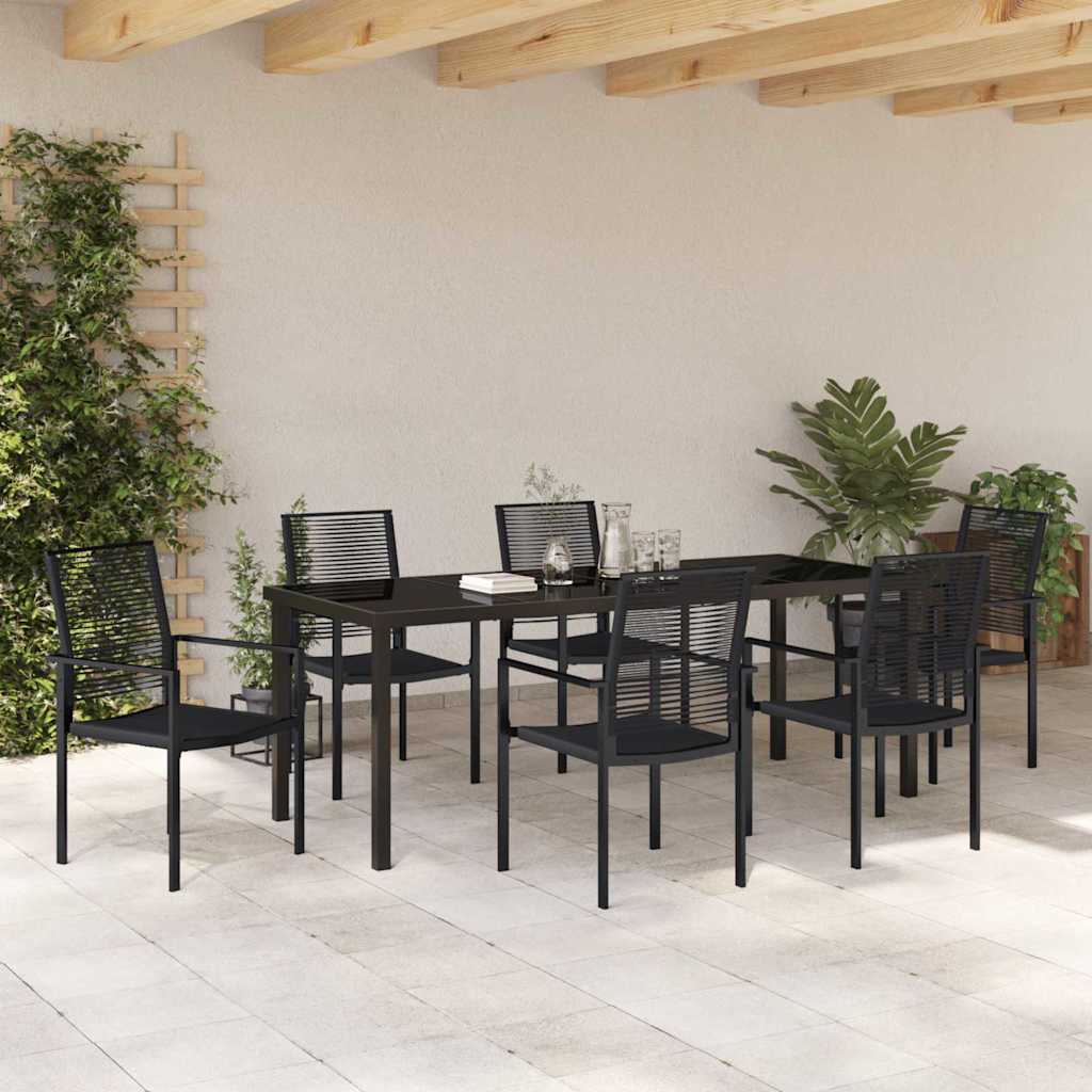vidaXL Σέτ φαγητού για κήπο 7 pcs Μαύρο Χάλυβας με επίστρωση πούδρας
