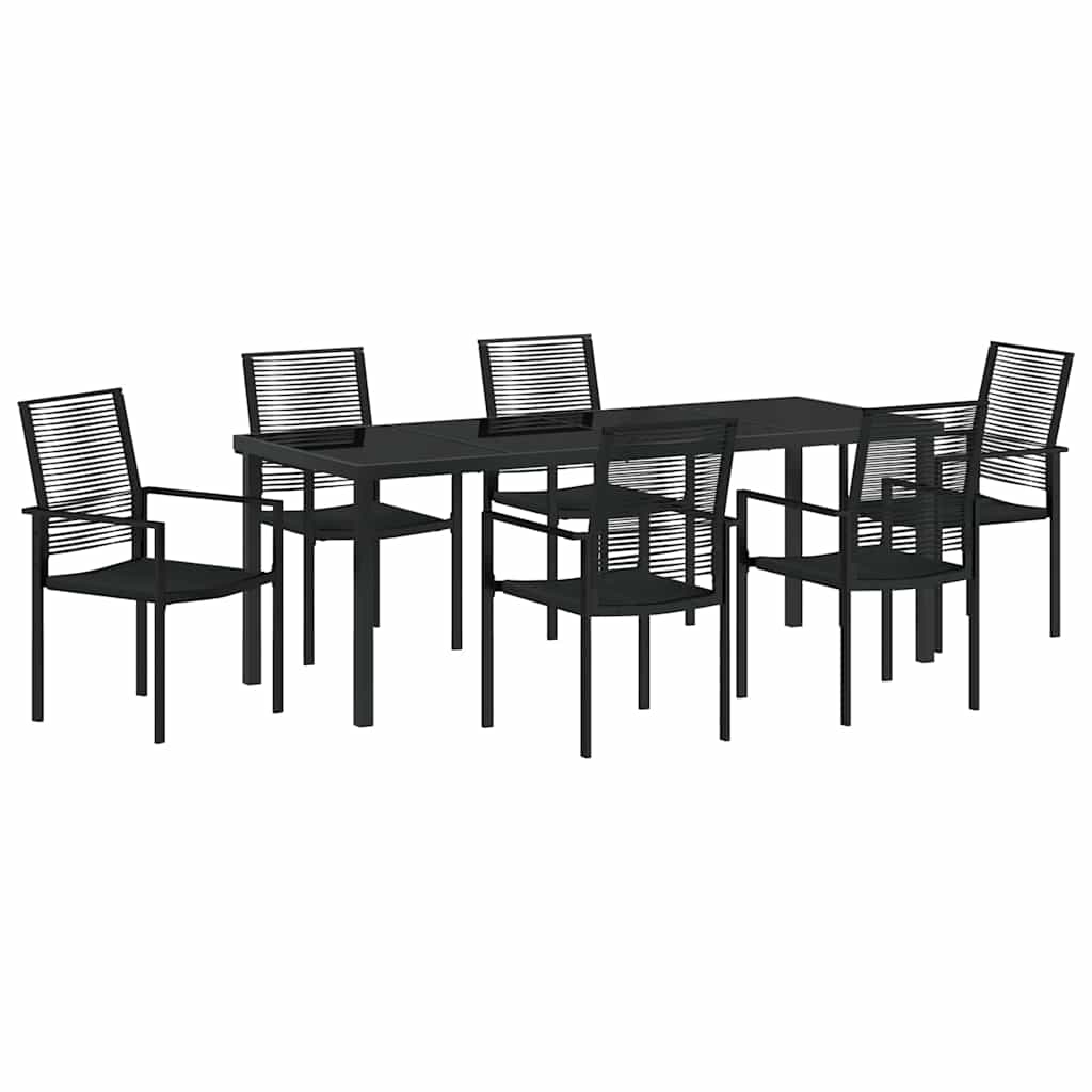 vidaXL Σέτ φαγητού για κήπο 7 pcs Μαύρο Χάλυβας με επίστρωση πούδρας