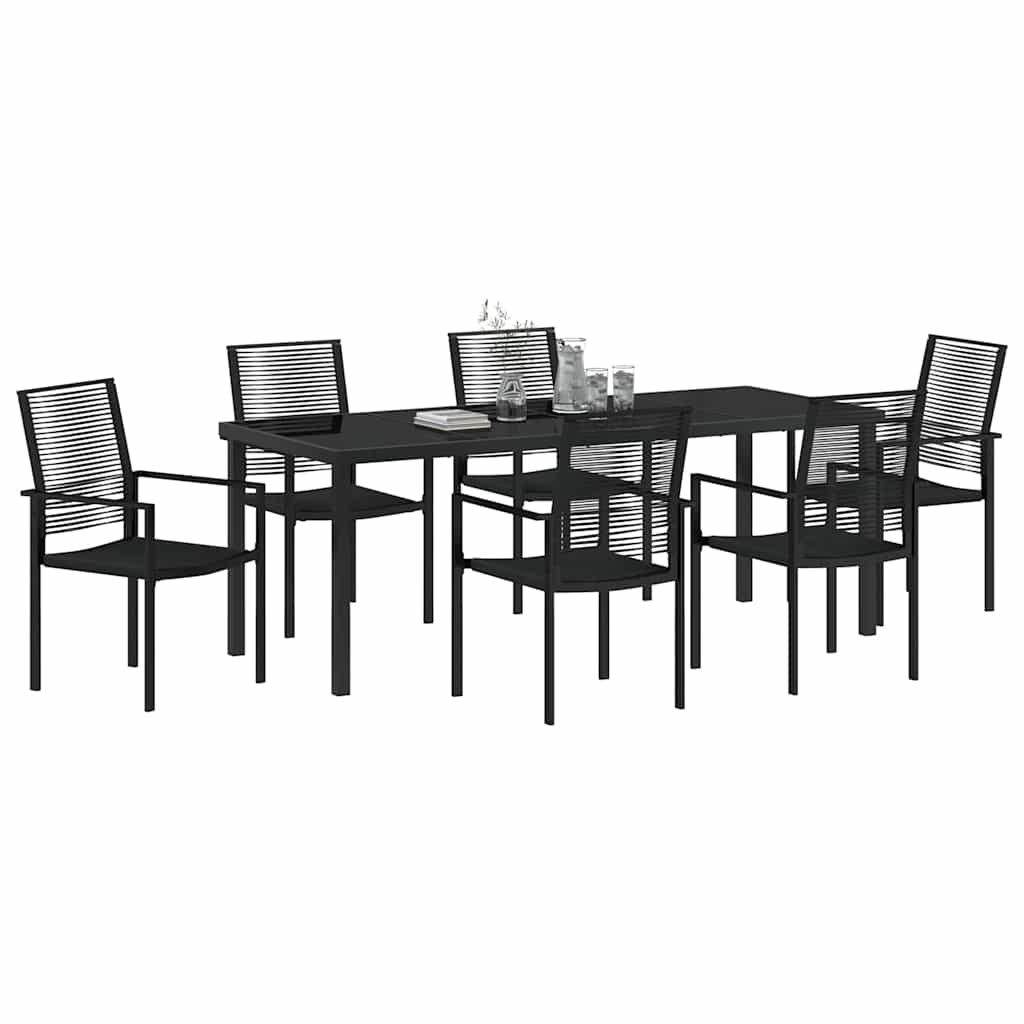 vidaXL Σέτ φαγητού για κήπο 7 pcs Μαύρο Χάλυβας με επίστρωση πούδρας
