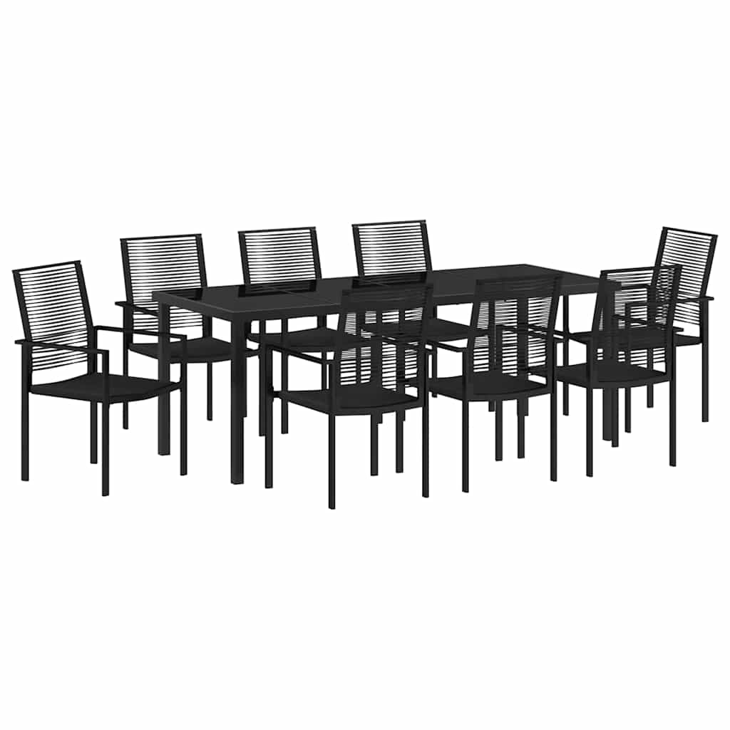 vidaXL Σέτ φαγητού για κήπο 9 pcs Μαύρο Χάλυβας με επίστρωση πούδρας