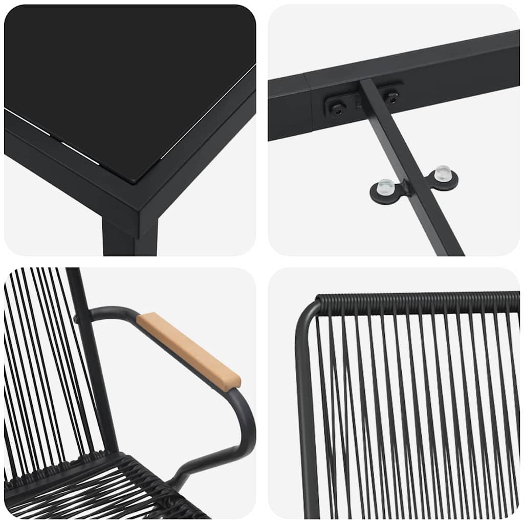 vidaXL Σέτ φαγητού για κήπο 7 pcs Μαύρο Χάλυβας με επίστρωση πούδρας