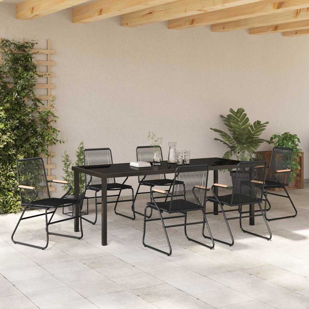 vidaXL Σέτ φαγητού για κήπο 7 pcs Μαύρο Χάλυβας με επίστρωση πούδρας