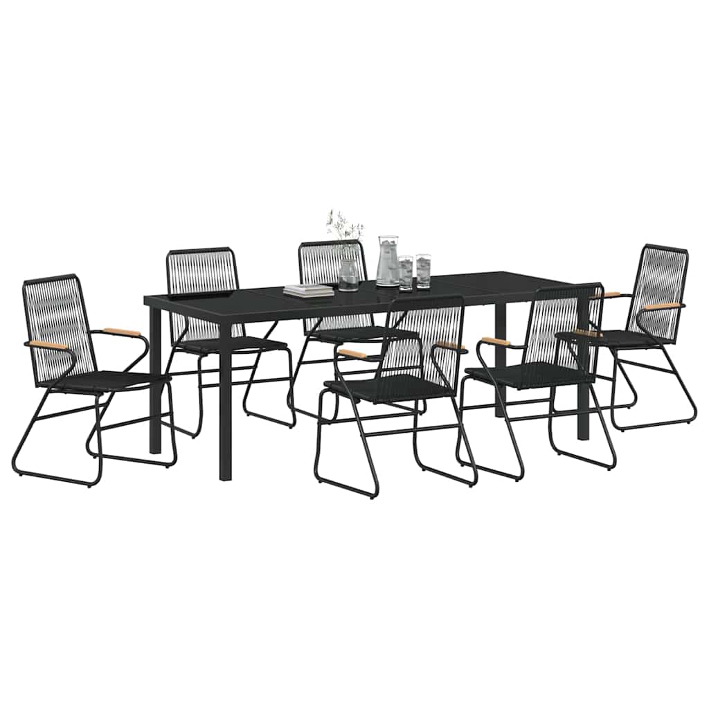 vidaXL Σέτ φαγητού για κήπο 7 pcs Μαύρο Χάλυβας με επίστρωση πούδρας