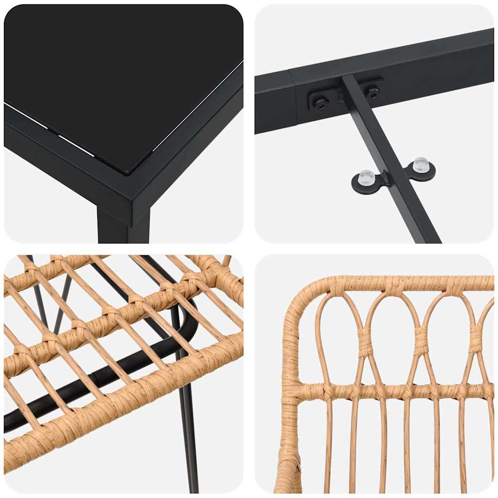 vidaXL Σετ Κήπου 3 Τεμαχίων Καφέ Πολυ Ρατάν