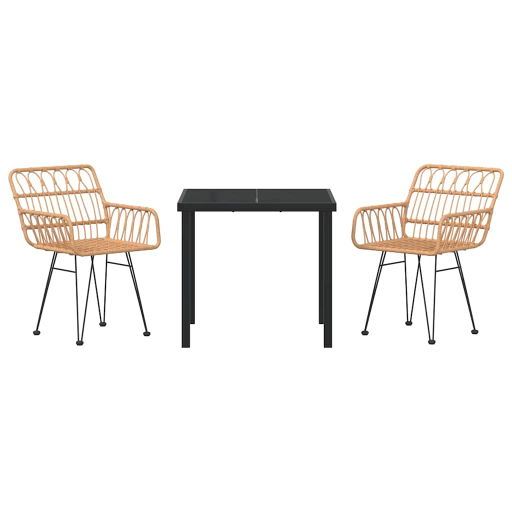 vidaXL Σετ Κήπου 3 Τεμαχίων Καφέ Πολυ Ρατάν