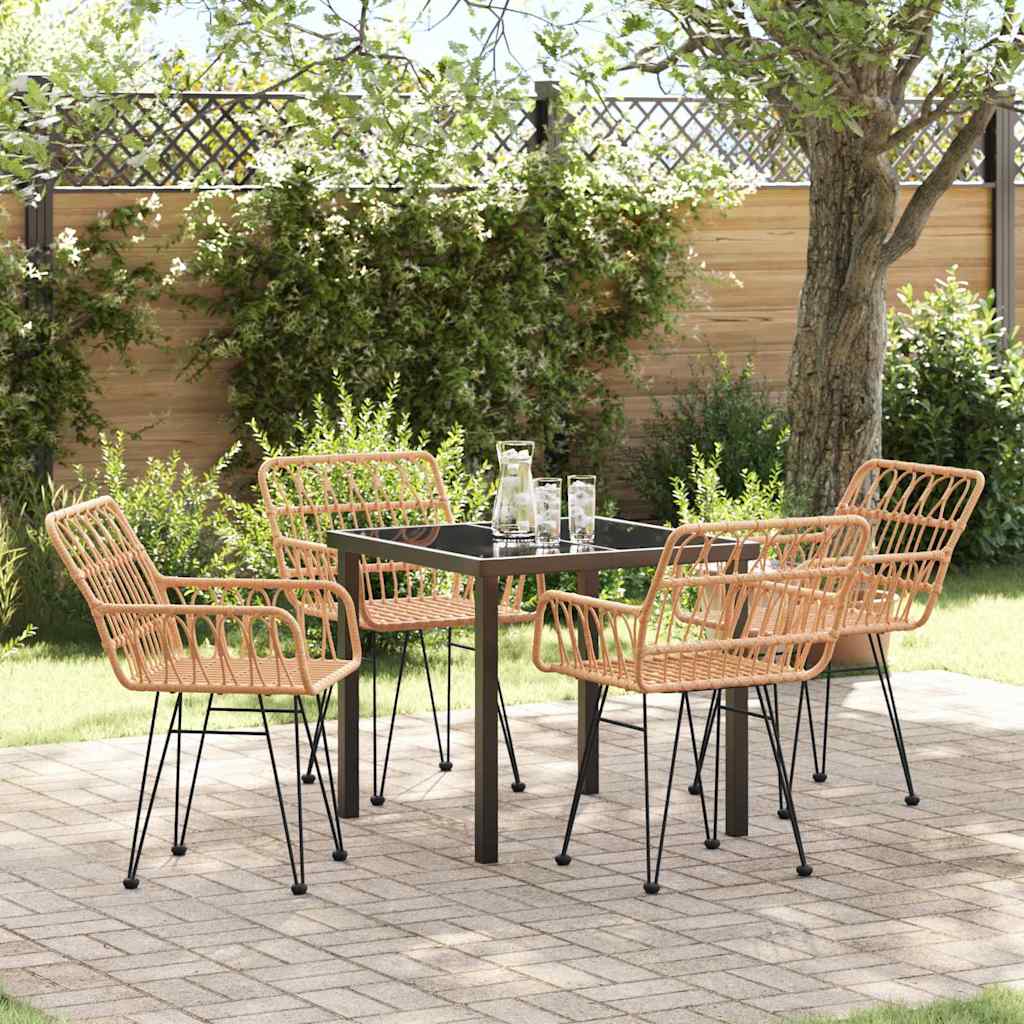 vidaXL Σετ 5 Τεμαχίων Καρέκλας Κήπου Brown Poly Rattan