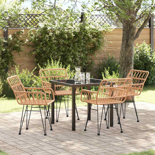 vidaXL Σετ 5 Τεμαχίων Καρέκλας Κήπου Brown Poly Rattan