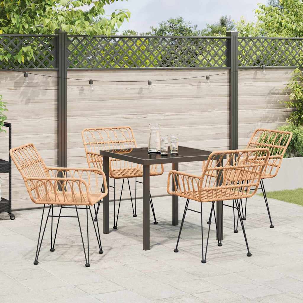 vidaXL Σετ 5 Τεμαχίων Καρέκλας Κήπου Brown Poly Rattan