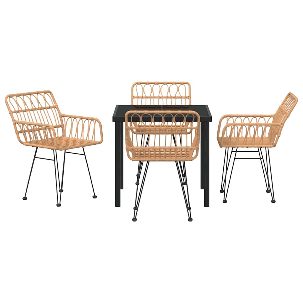 vidaXL Σετ 5 Τεμαχίων Καρέκλας Κήπου Brown Poly Rattan