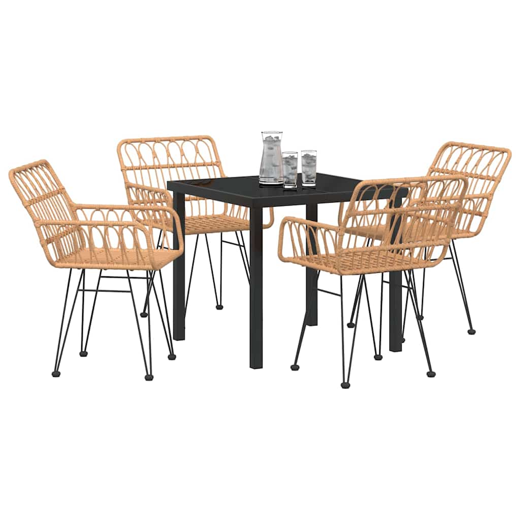 vidaXL Σετ 5 Τεμαχίων Καρέκλας Κήπου Brown Poly Rattan