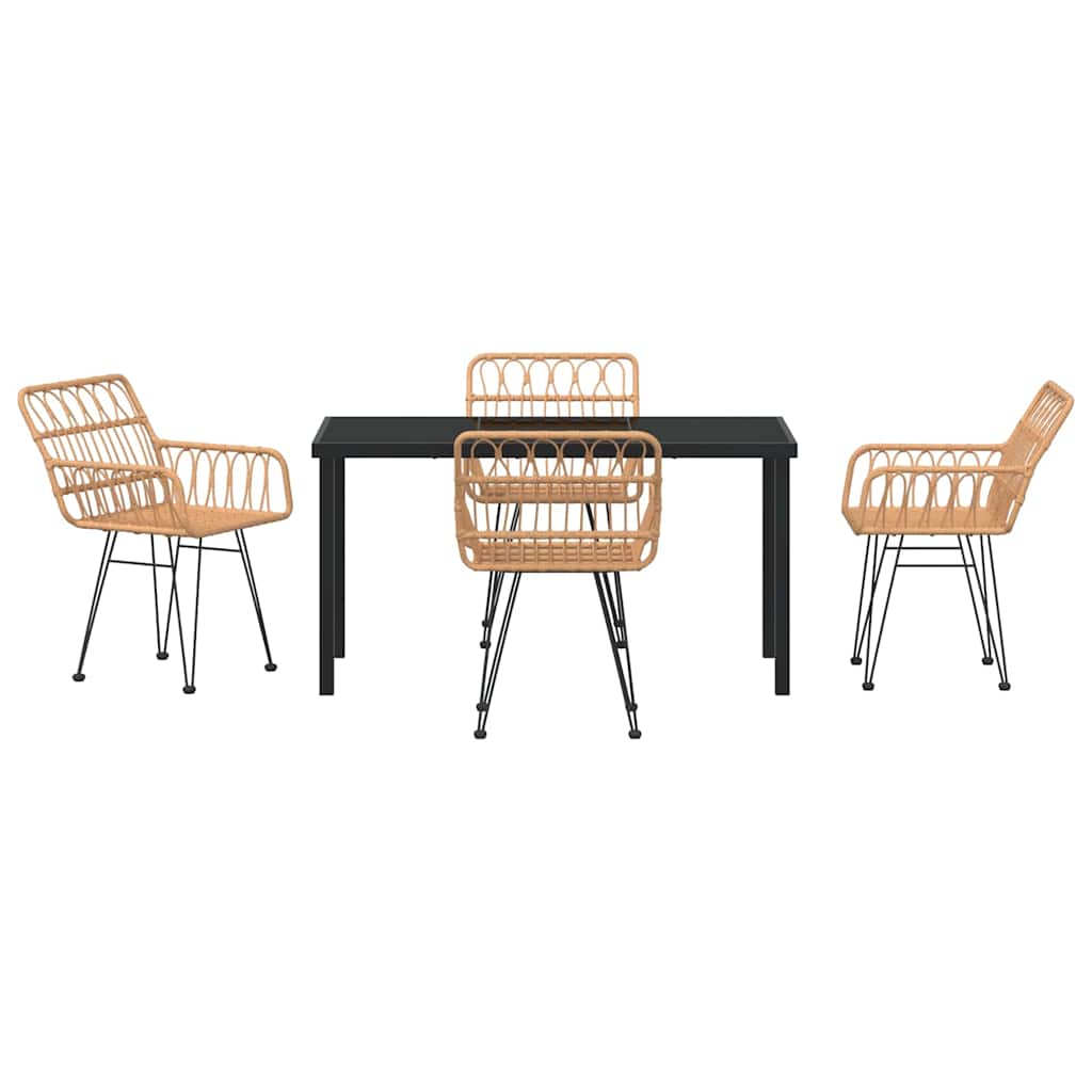 vidaXL Σετ Επίπλων Κήπου 5 Κομματιών Καφέ Πολυ Ράτα