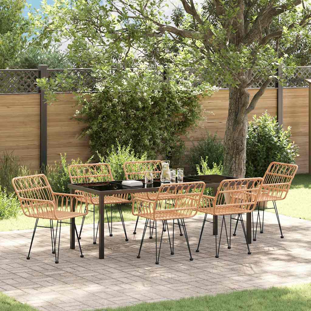vidaXL Σέτ φαγητού για κήπο 7 pcs Καφέ Χάλυβας με επίστρωση πούδρας