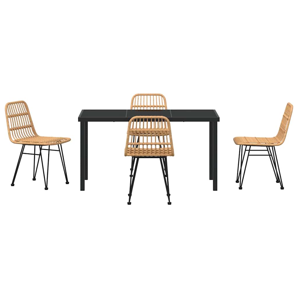 vidaXL Σετ 5 τεμαχίων καθιστικού κήπου καφέ πολυ ρατάν