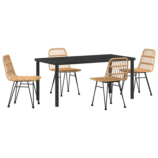 vidaXL Σετ Τραπεζαρίας Κήπου 5 τμχ Καφέ Πολυ Ρατάν