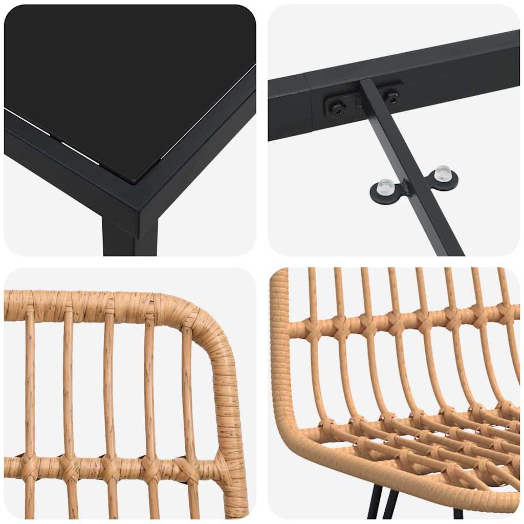 vidaXL Σετ 7 Κηπού Εσωτερικής Χρήσης Καφέ Πολυ Ράταν