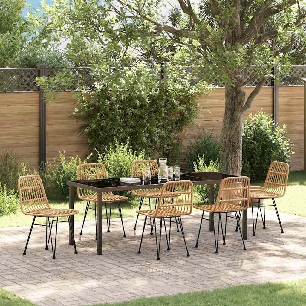 vidaXL Σέτ φαγητού για κήπο 7 pcs Καφέ Χάλυβας με επίστρωση πούδρας