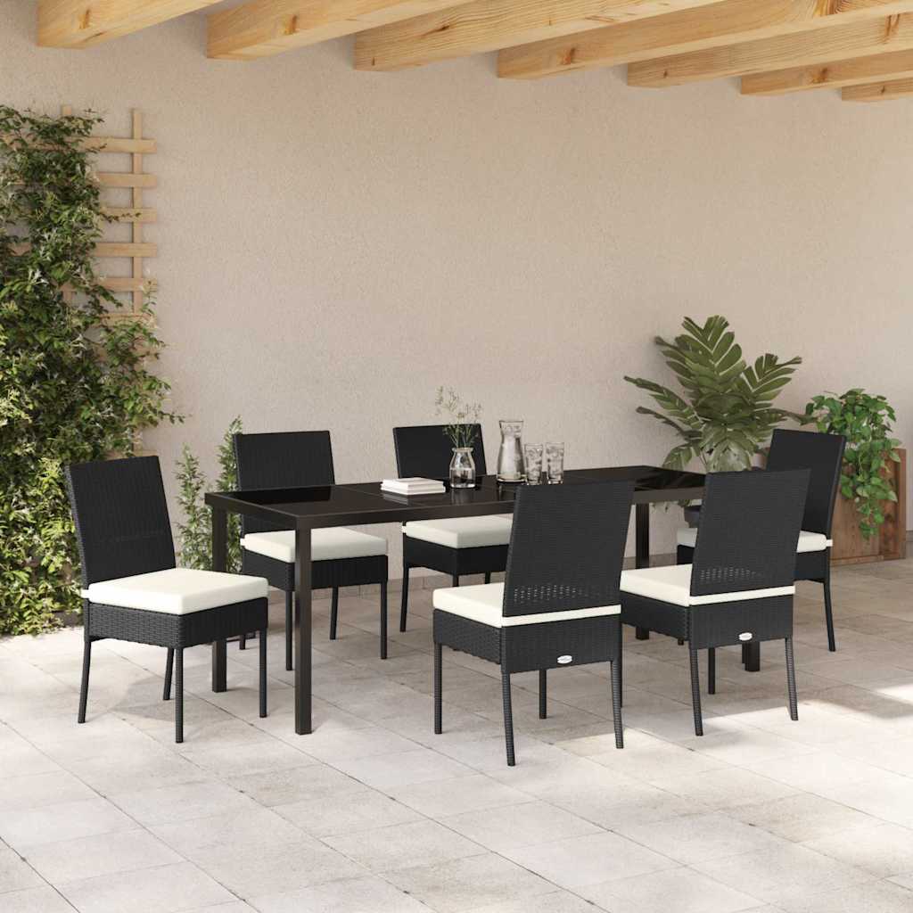 vidaXL Σέτ φαγητού για κήπο 7 pcs Μαύρο Χάλυβας με επίστρωση πούδρας