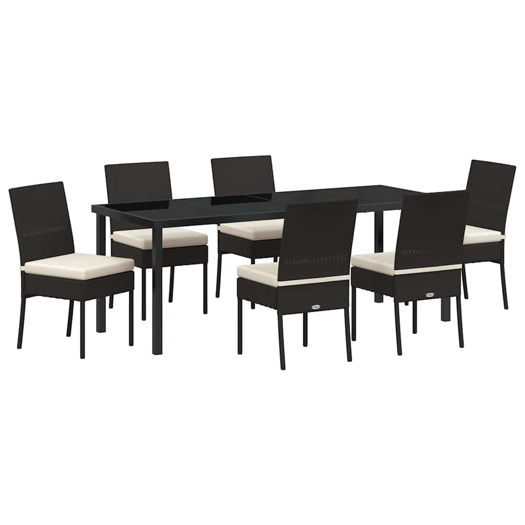 vidaXL Σέτ φαγητού για κήπο 7 pcs Μαύρο Χάλυβας με επίστρωση πούδρας