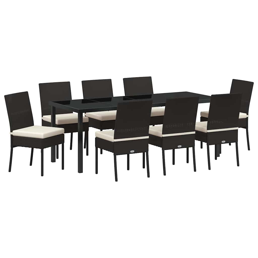 vidaXL Σέτ φαγητού για κήπο 9 pcs Μαύρο Χάλυβας με επίστρωση πούδρας