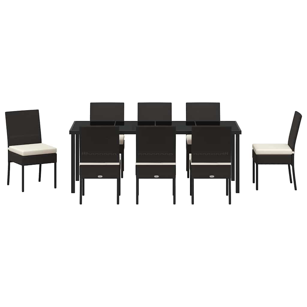vidaXL Σέτ φαγητού για κήπο 9 pcs Μαύρο Χάλυβας με επίστρωση πούδρας