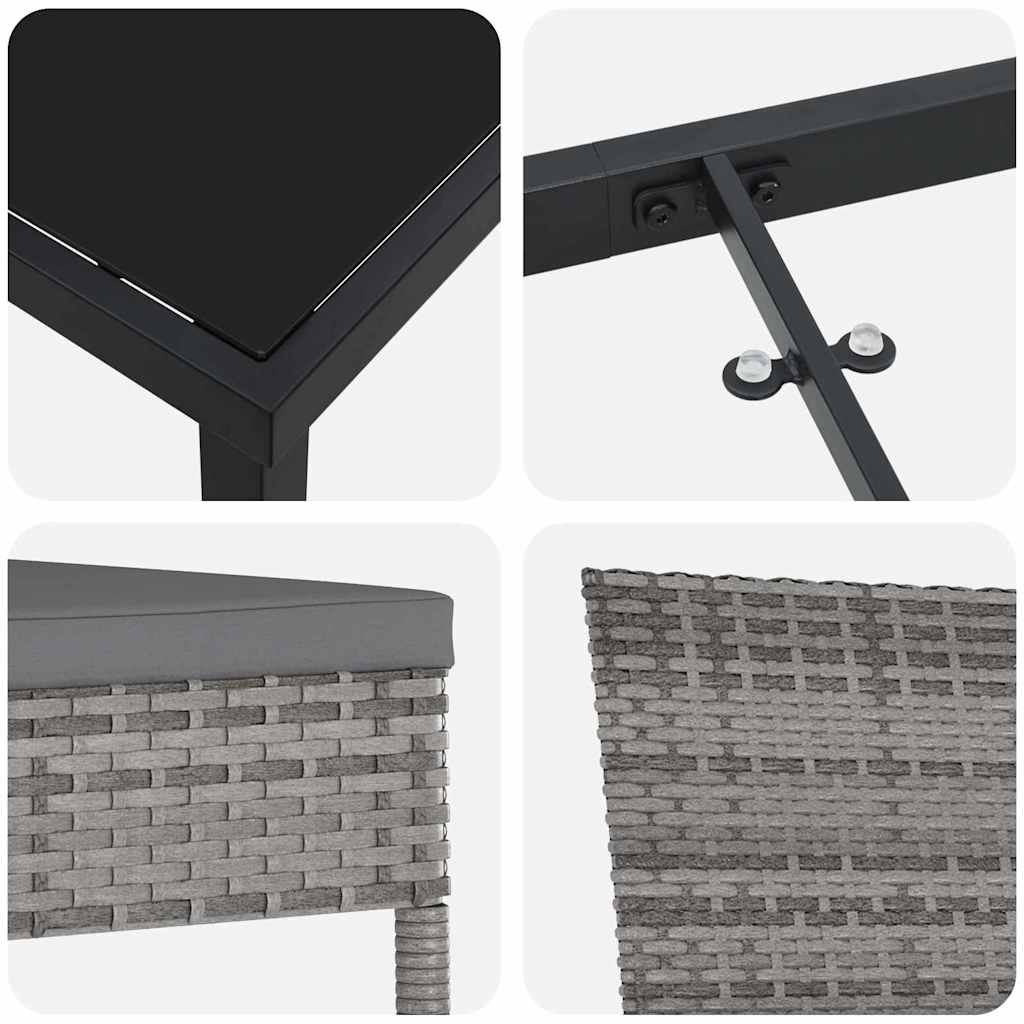 vidaXL Σετ Κήπου 3 Τεμαχίων Γκρι Πολυ Ρατάν