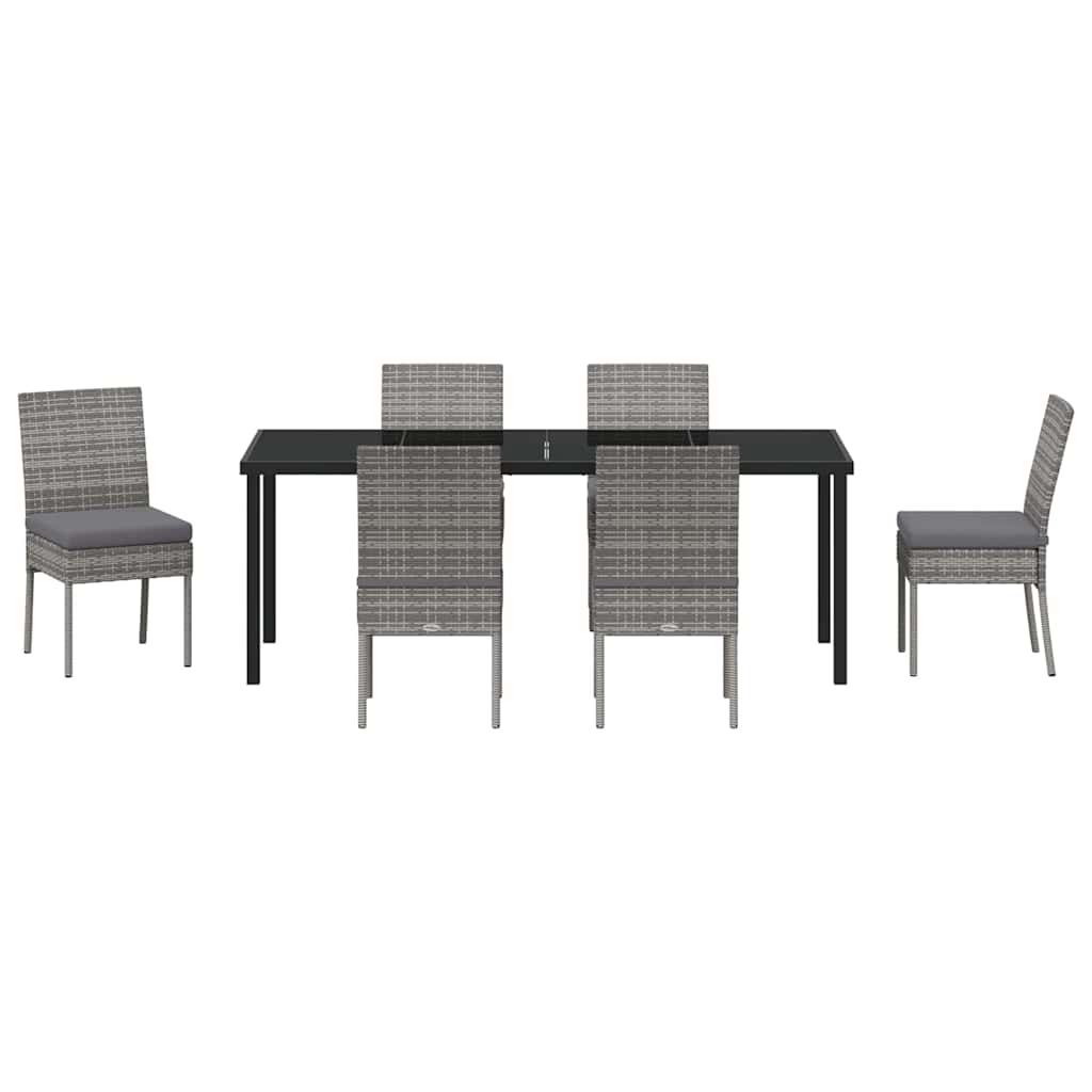 vidaXL Σέτ φαγητού για κήπο 7 pcs Γκρι Χάλυβας με επίστρωση πούδρας