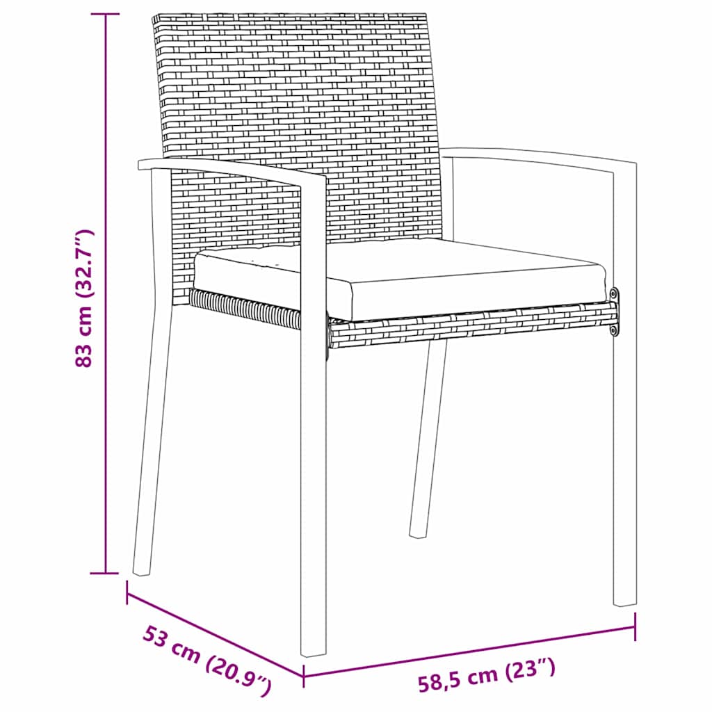 vidaXL Σέτ φαγητού για κήπο 5 pcs Μαύρο Πολυ ράταν