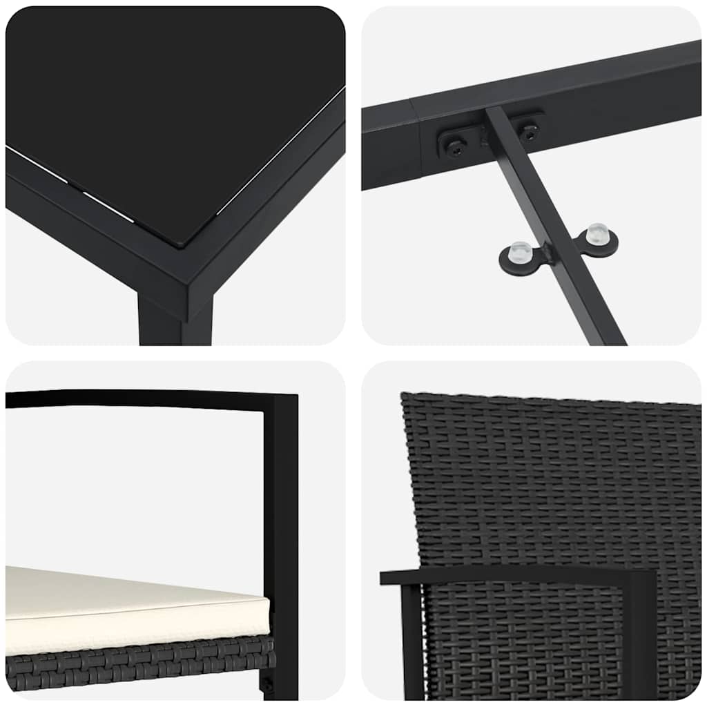 vidaXL 5 τεμαχίων σετ καρέκλας κήπου μαύρο πολυ ρατάν