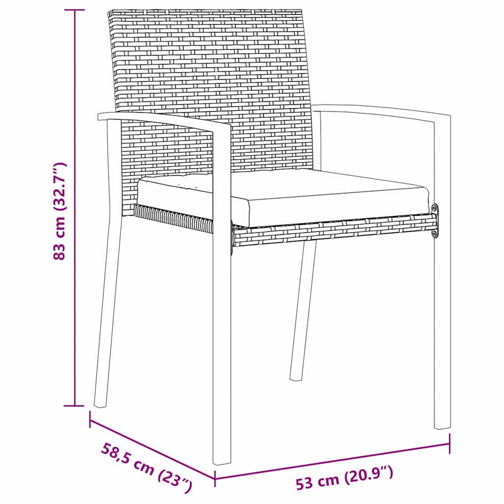 vidaXL 7 Τεμαχίων Σετ Υπαίθριας Τραπεζαρίας Μαύρο Πολυ Ρατάν