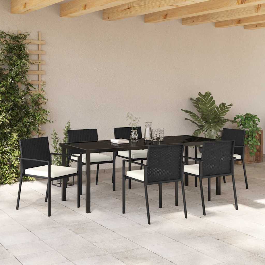 vidaXL Σέτ φαγητού για κήπο 7 pcs Μαύρο Χάλυβας με επίστρωση πούδρας